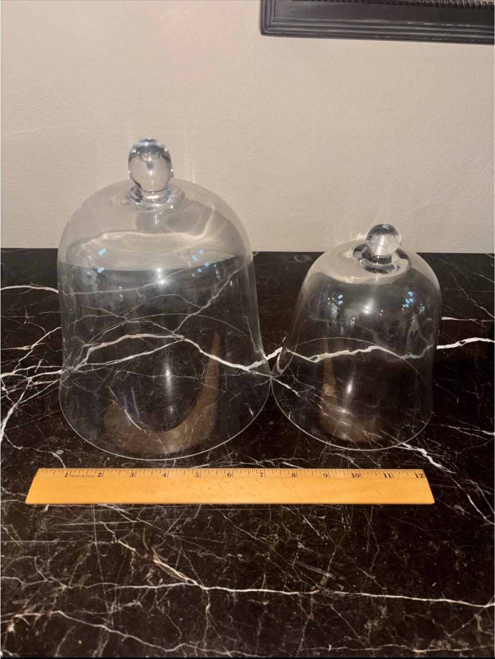 Set of 2 Clear Glass Cloche Domes Elegant